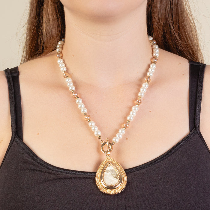 1266 - Western Pendant Necklace - White