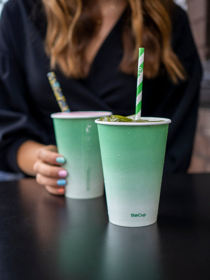 12oz/360mL (90mm) Green Cold Paper BioCup - 1000/ctn - TEM IMPORTS™