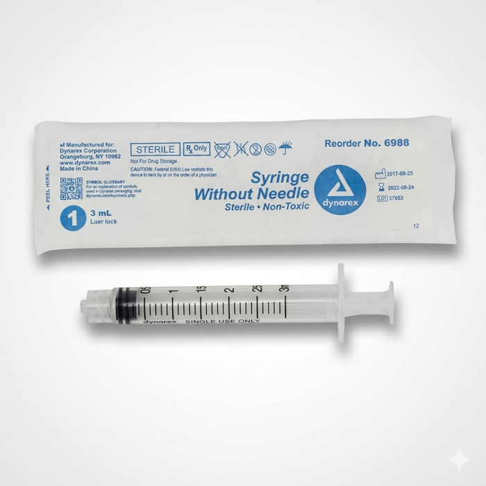 3 ml luer-lock syringe for precise BioRePeelCl3 Rose treatment application with dispensing tip