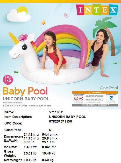 50X40X27"INTEX UNICORN BABY POOL