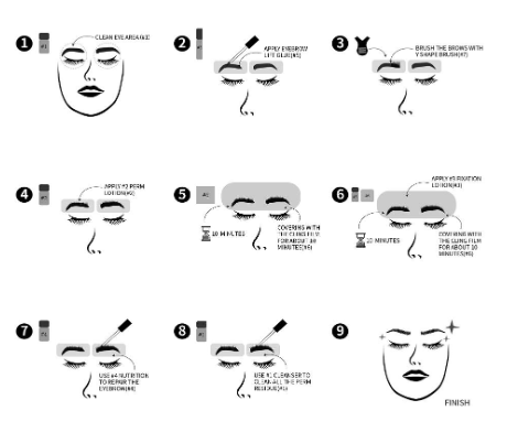 Close-up of Brow Lamination Starter products arranged for beginner training.