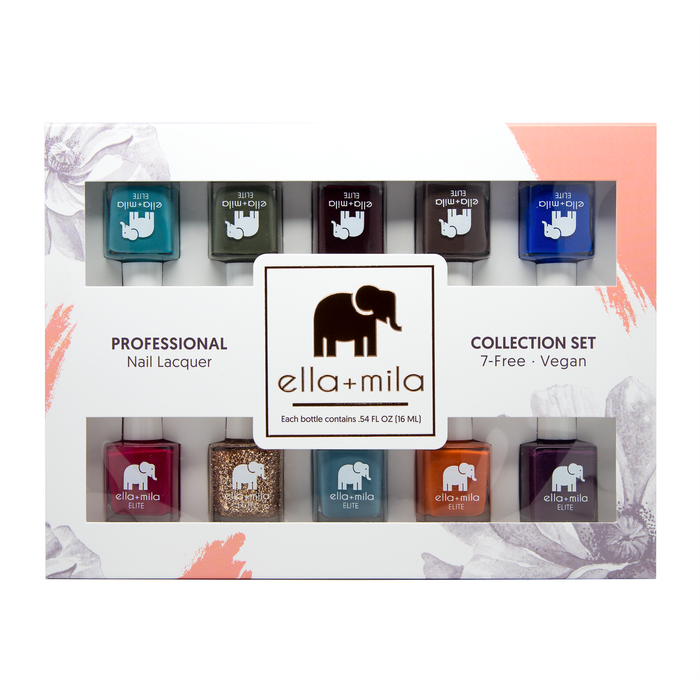 ELITE Collection 10-pack nail polish gift box, front view