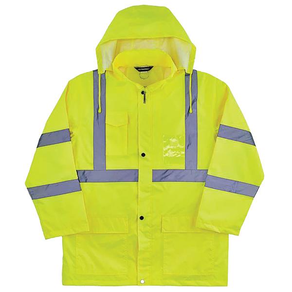 Ergodyne Glowear 8366 Lightweight Hi-Vis Class 3 Rain Jacket, Type R, 5X-Large, Lime