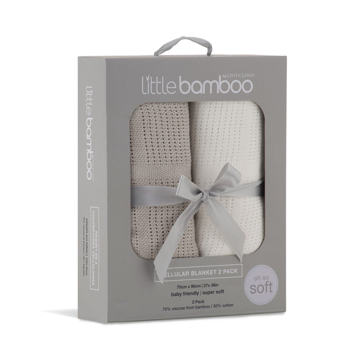 Little Bamboo Cellular Bassinet Blanket Stone Grey - 2 Pack
