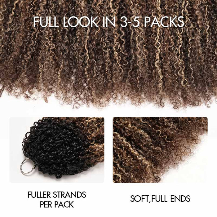 MATCH SALE|QVR Sun-Kissed Blonde Mixed Highlights Burmese Kinky Curly Crochet Hair