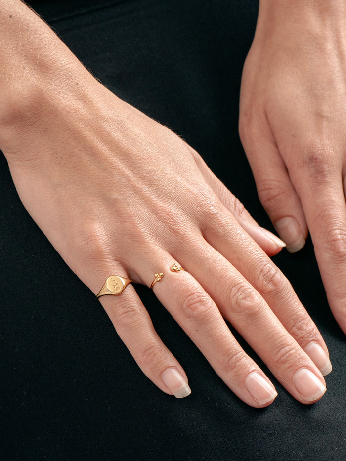 Sterling Silver Gold Plated Rose Signet Ring | Gold-Image 2
