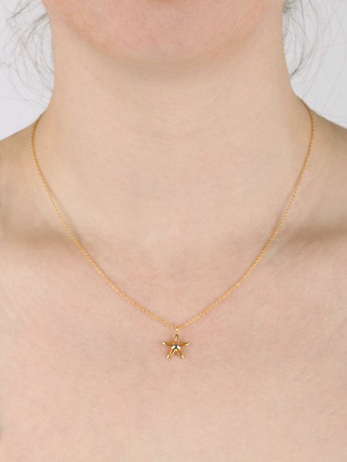 Sterling Silver Gold Plated Starfish Pendant Necklace | Gold-Image 3