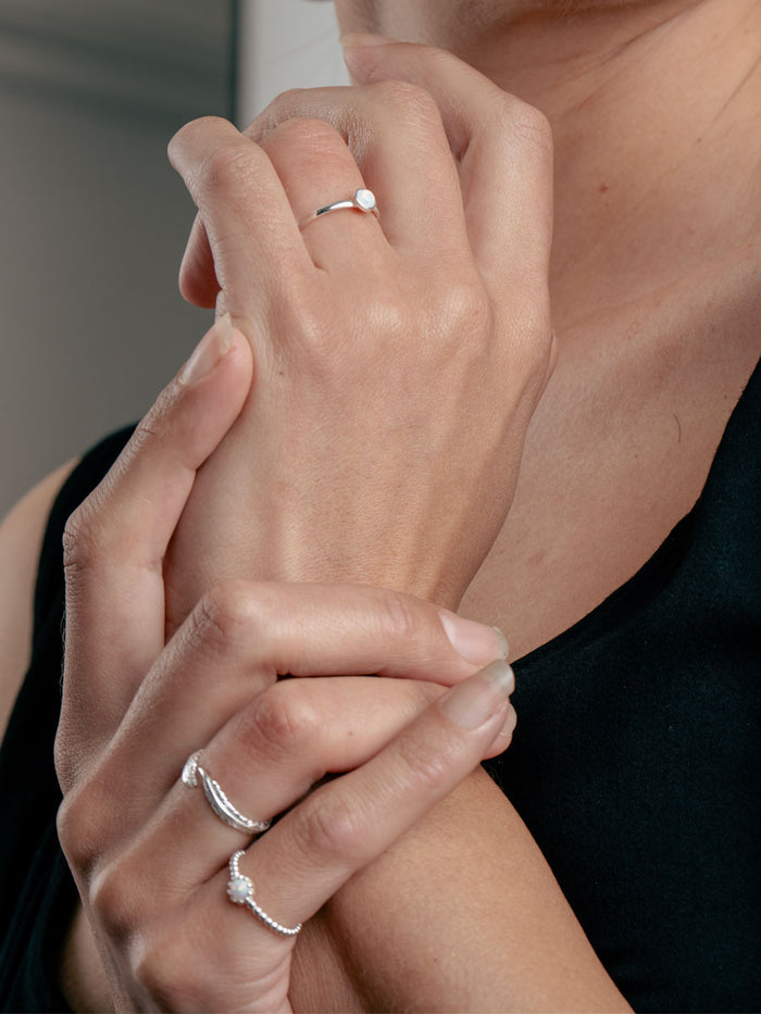 Sterling Silver Opal Circle Ring | Silver-Image 2