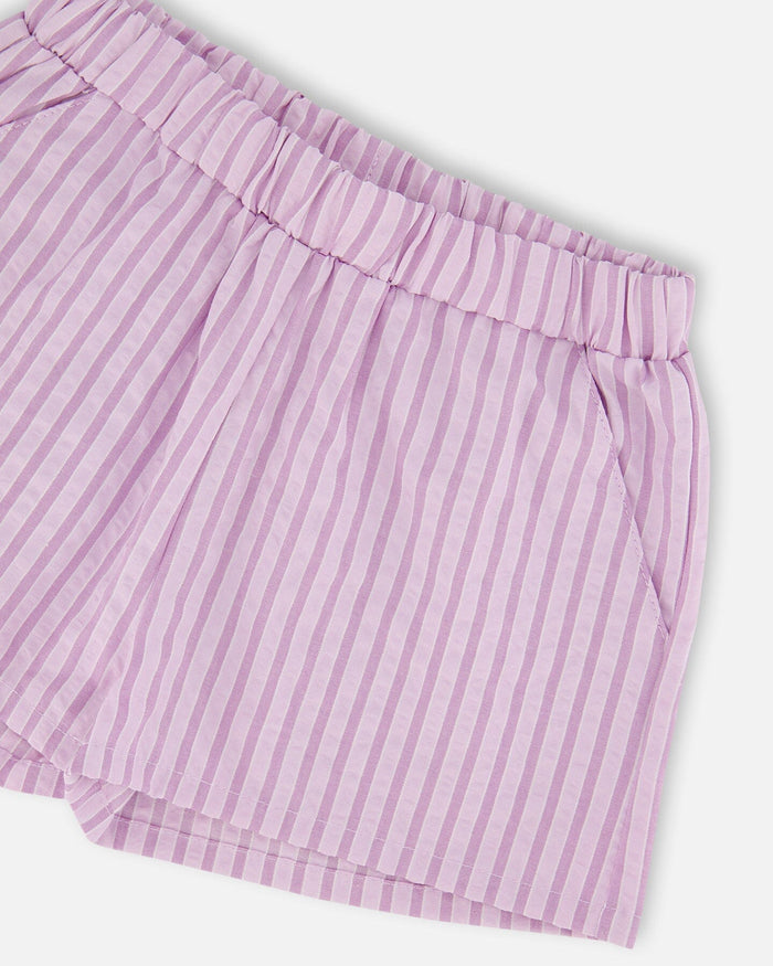 Top And Short Set Lavender Stripes-4