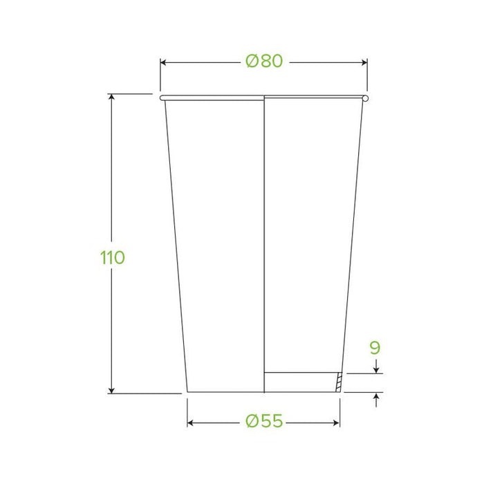 10oz/320mL (80mm) White Green Line Single Wall BioCup - 1000pcs/ctn - TEM IMPORTS™