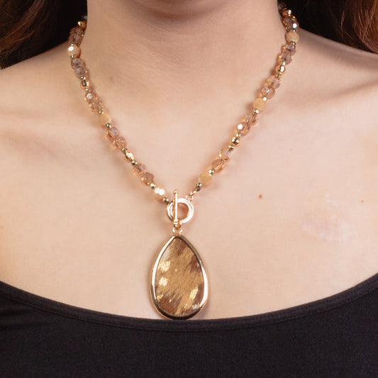 1246 - Western Pendant Necklace - Brown