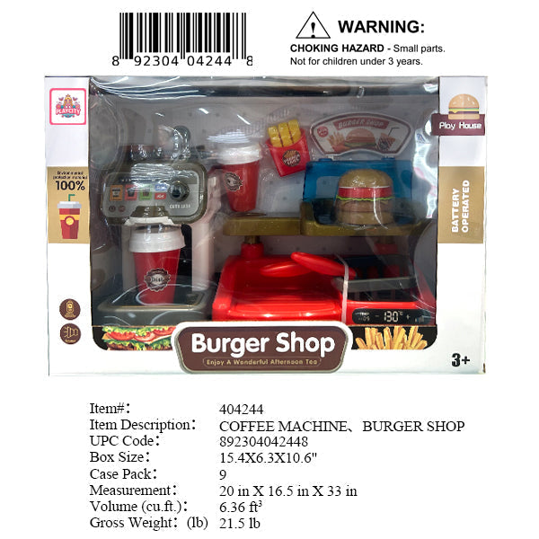 15.4X6.3X10.6"HAMBURGER SHOP PLAY SET