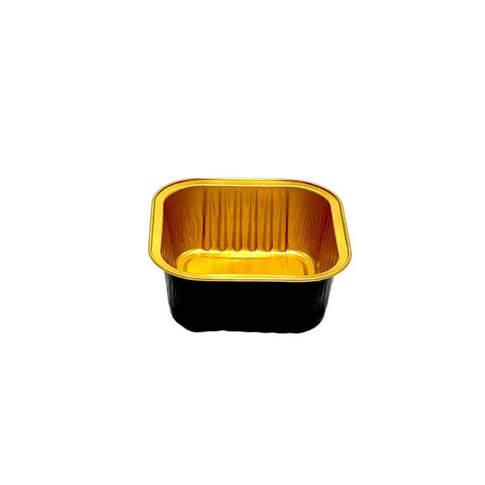 170mL Square Aluminium Ribbed Wall Foil Cake Tin - Black&Gold Series