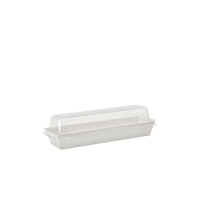 18x5.5cm Rectangular White Paper Tray With Clear Lid - TEM IMPORTS™