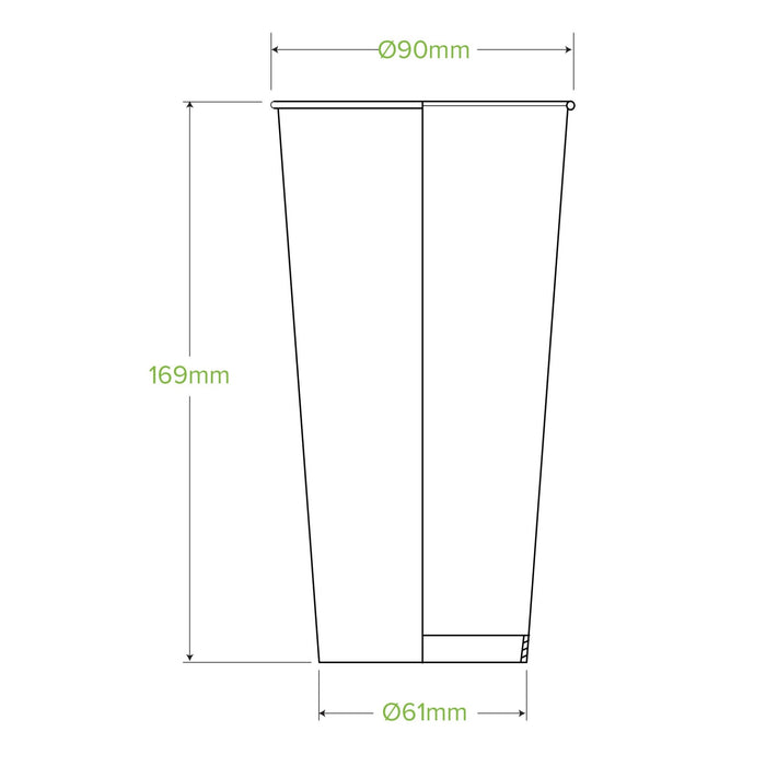 22oz/650mL (90mm) Green Cold Paper BioCup - 1000/ctn - TEM IMPORTS™