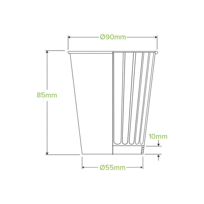 8oz/295mL (90mm) Kraft Green Stripe Double Wall BioCup - 1000pcs/Ctn - TEM IMPORTS™