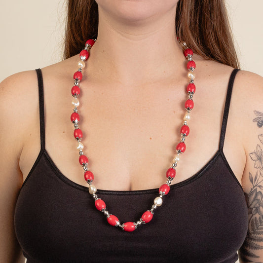 92135 - Western Beaded Necklace - Red