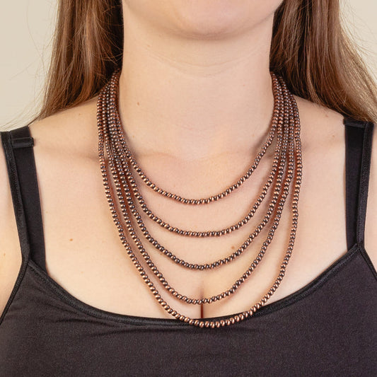 92145 - Layered Western Beaded Necklace - Copper