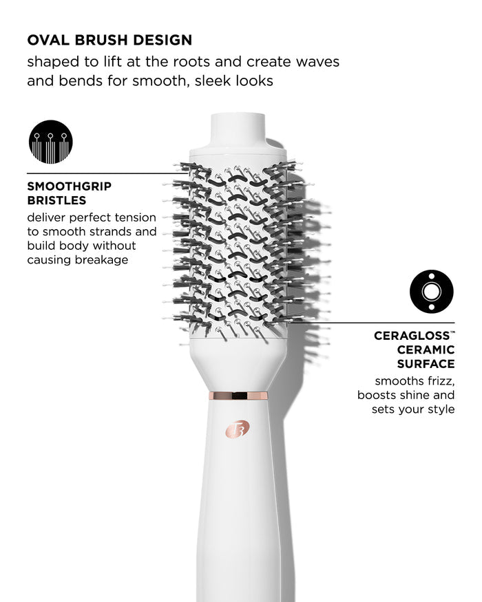 Hairbrush with features highlighted on a white background