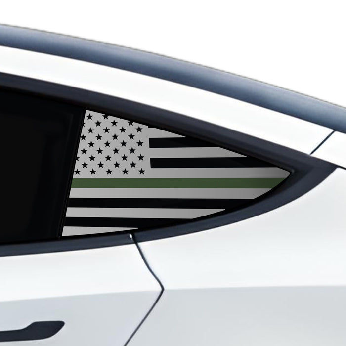 Quarter Window American Flag Vinyl Decal Stickers Fits Tesla Model 3 2023 - 2025 - Bogar Tech Designs