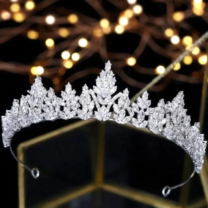 Wedding Hair Accessories - Cubic Zirconia Bridal Tiara - Available in Silver and Gold