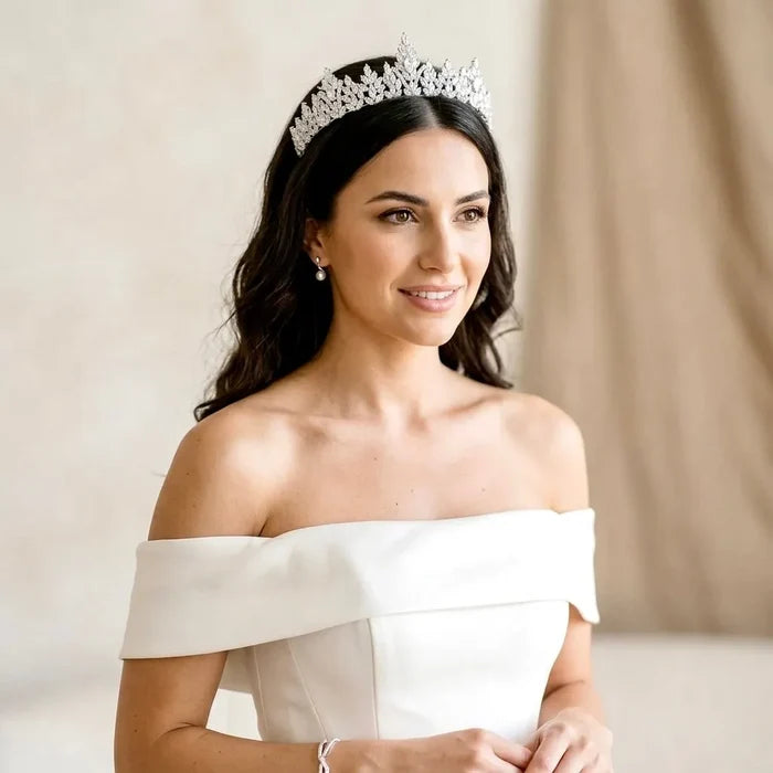 Wedding Hair Accessories - Cubic Zirconia Bridal Tiara - Available in Silver and Gold