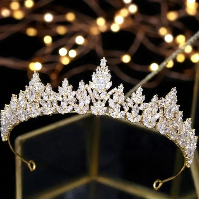 Wedding Hair Accessories - Cubic Zirconia Bridal Tiara - Available in Silver and Gold