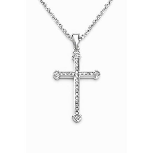 Aurora Sterling Silver Cubic Zirconia Cross Necklace (Chain not Included)