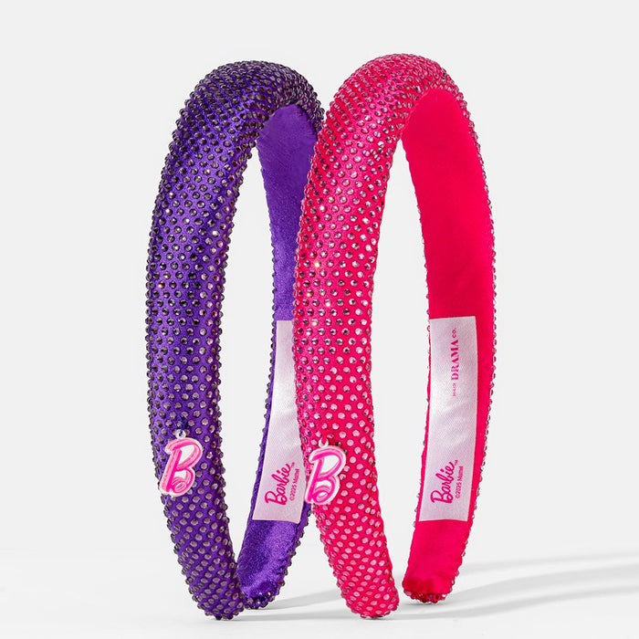 Girls Barbiecore rhinestone puff hair band with Barbie charm – comes in 2 cute colours