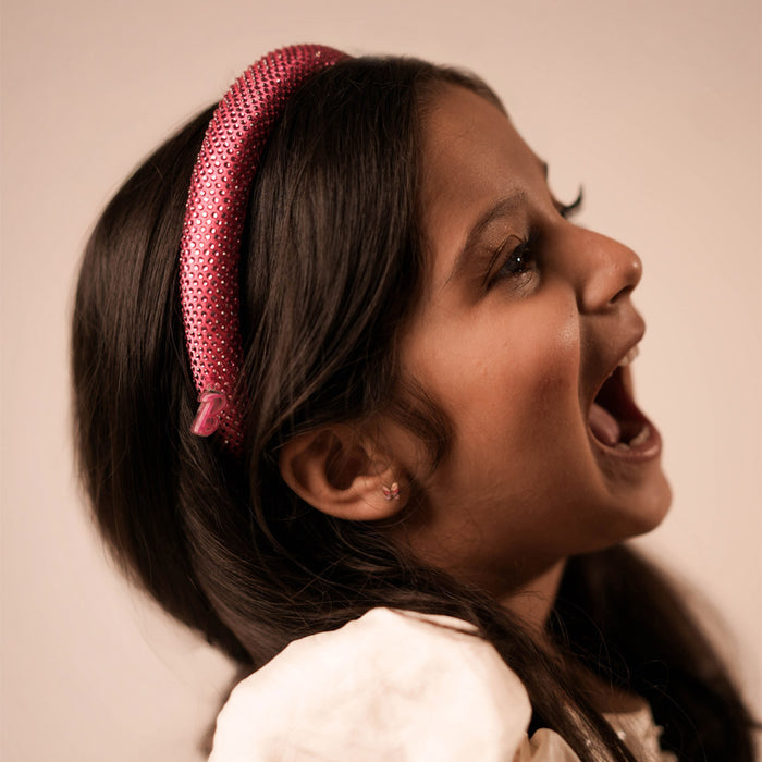 Cute rhinestone puff hair band for girls with Barbie charm in 2 colours – Barbiecore look