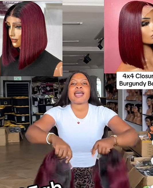 Black & Burgundy Bob