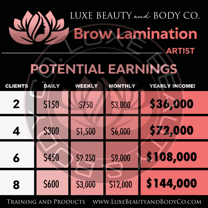 Complete Brow Lamination Starter set displayed with tools and solutions.