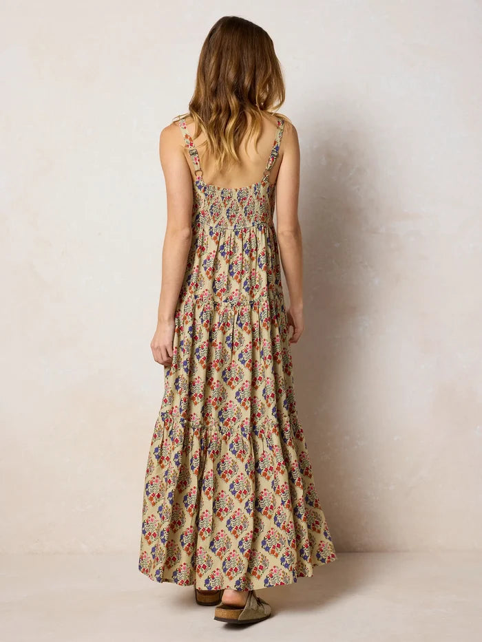Cami Tie-Front Maxi Dress - Ditsy Diamonds Cream-view 8