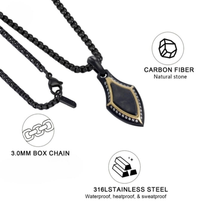 CarbonEdge Stainless Steel Pendant – Forged Carbon Inlay
