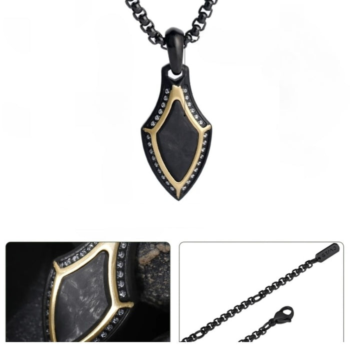 CarbonEdge Stainless Steel Pendant – Forged Carbon Inlay
