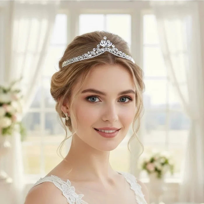 Wedding Hair Accessories - Silver Cubic Zirconia Bridal Tiara