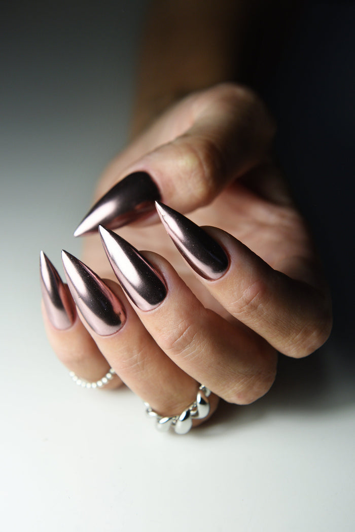 Chrome Pink Press On Nails – Handmade Reusable Glossy Set | Custom Shape