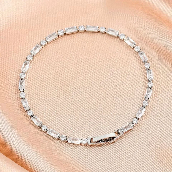 Wedding Jewelry - Silver Cubic Zirconia Bridal Bracelet
