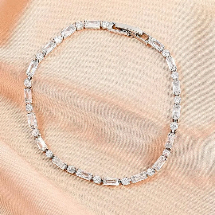 Wedding Jewelry - Silver Cubic Zirconia Bridal Bracelet