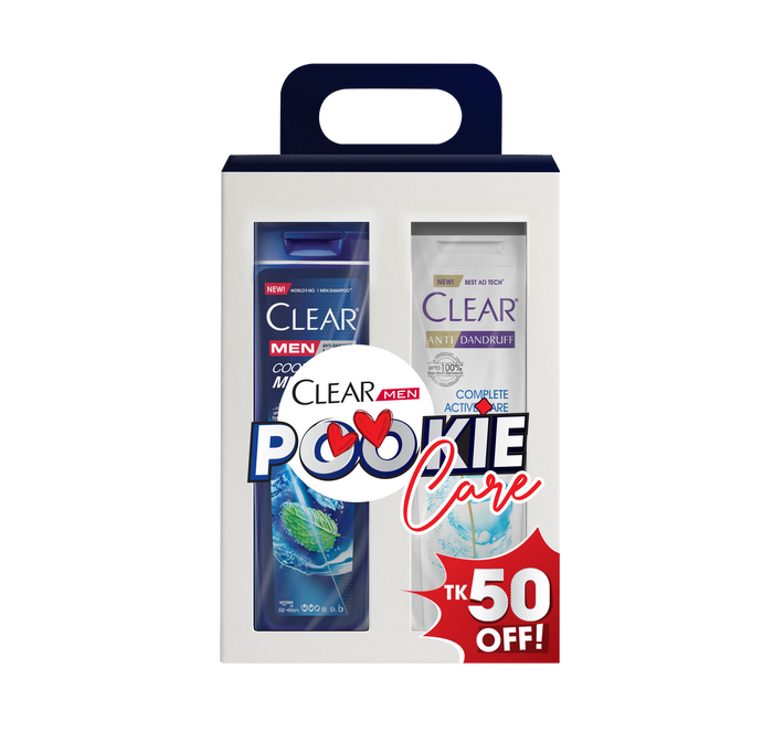 Clear Pookie Care (Complete Active Care & Cool Sport Menthol Anti Dandruff Shampoo Twin Pack 2X330ml)