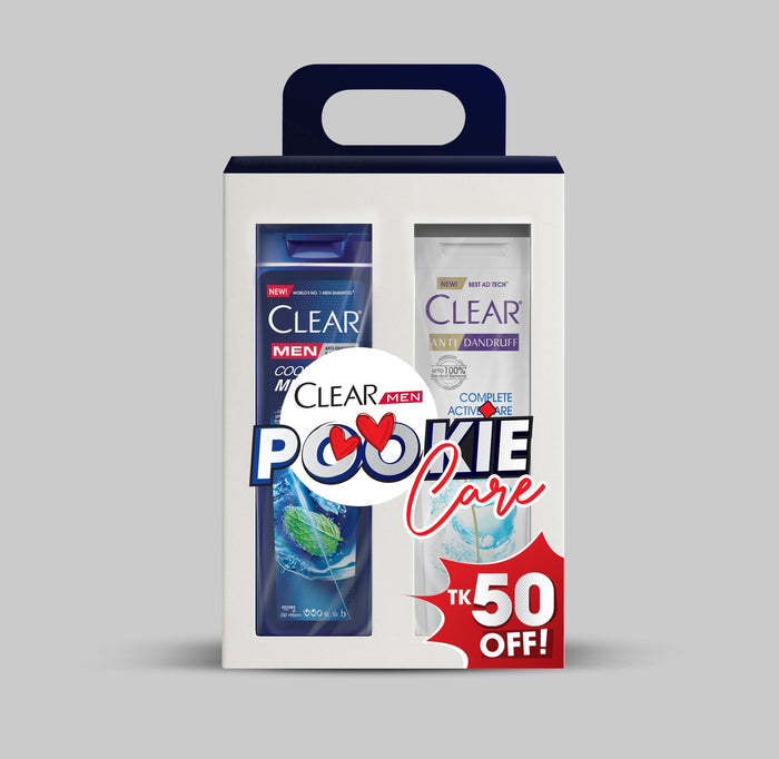 Clear Pookie Care (Complete Active Care & Cool Sport Menthol Anti Dandruff Shampoo Twin Pack 2X330ml)
