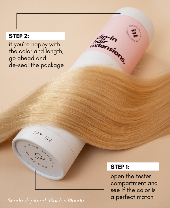 clip-in hair extensions rooted beige highlights.