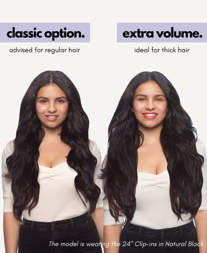 clip-in hair extensions rooted beige highlights.