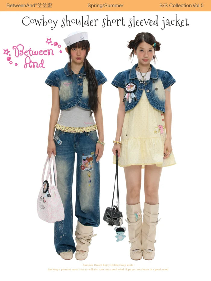 Cowboy shoulder short sleeved jacket top