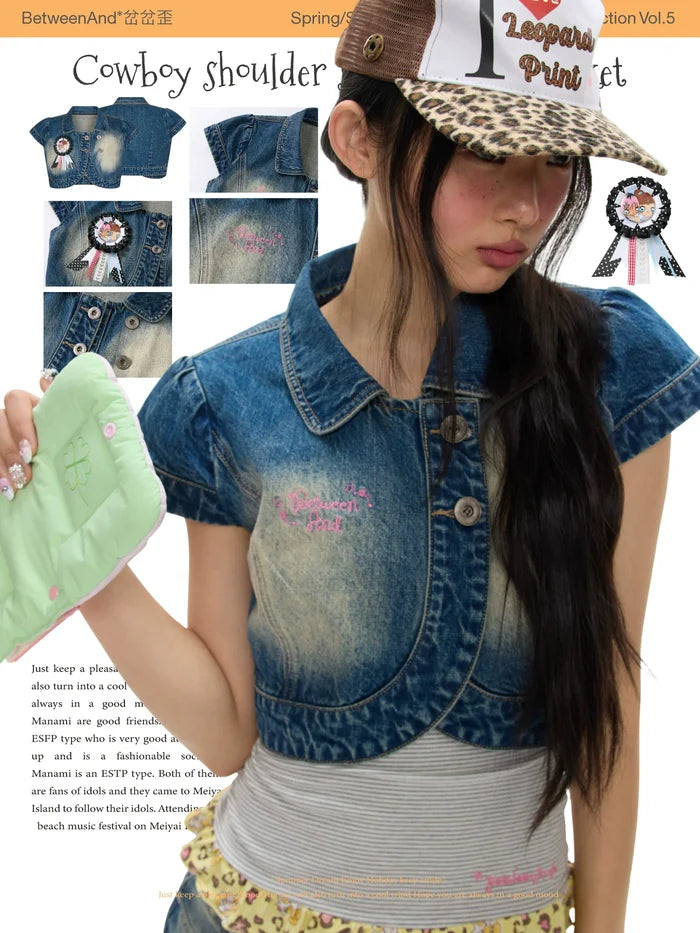 Cowboy shoulder short sleeved jacket top
