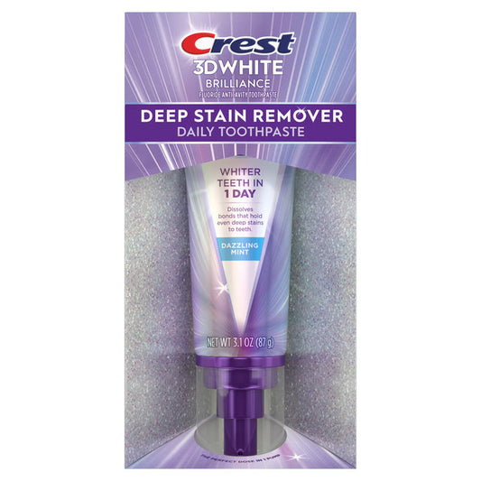 Crest 3D White Deep Stain Remover Daily Toothpaste - Dazzling Mint 87g tube
