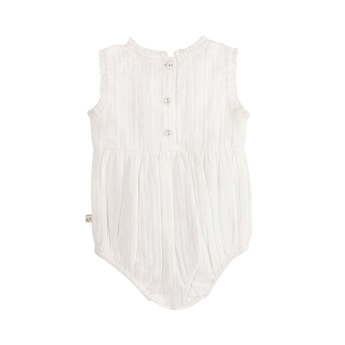 Darie Striped Dobby White Baby Romper Back (Organic)