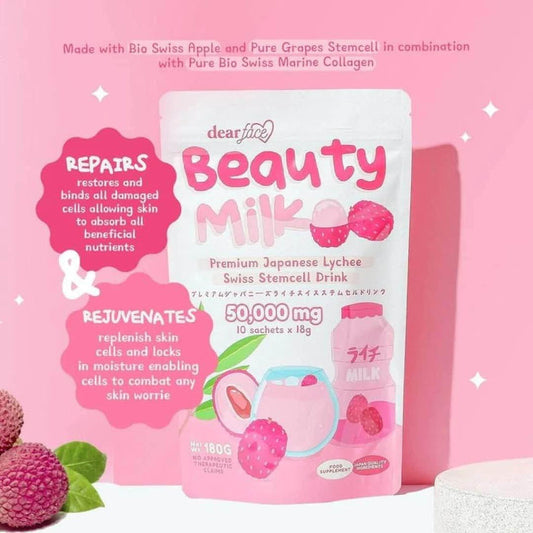 Dear Face Beauty Milk Premium Japanese Lychee Swiss Stemcell Drink - - Pinky Cosmetics -- United Arab Emirates -- Pinky Cosmetics