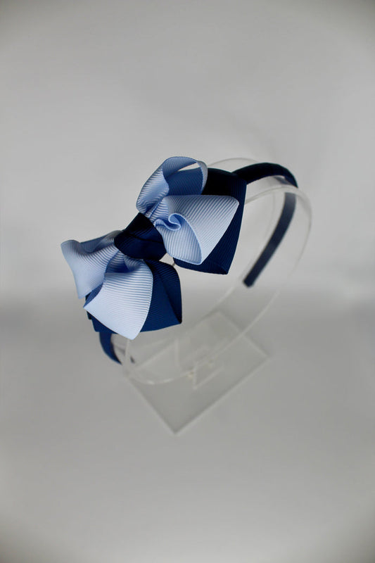 Double Loop School Headband - Navy Blue and Bluebell