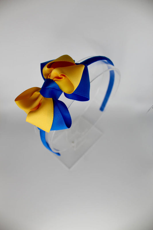 Double Loop School Headband - Royal Blue and Yellow Gold